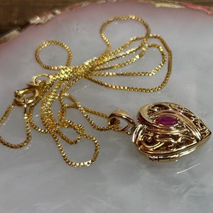 14K Ruby Heart Locket Necklace Pendant .35ct 18 Ross-simons 14KT Gold ...