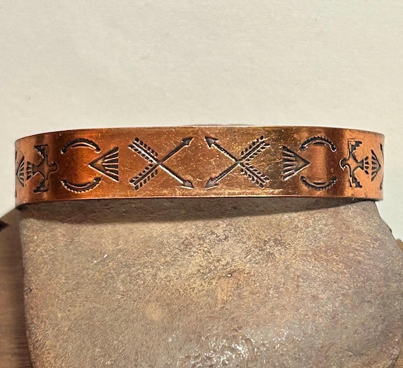 Fred Harvey Era Copper Thunderbird Cuff Bracelet Navajo