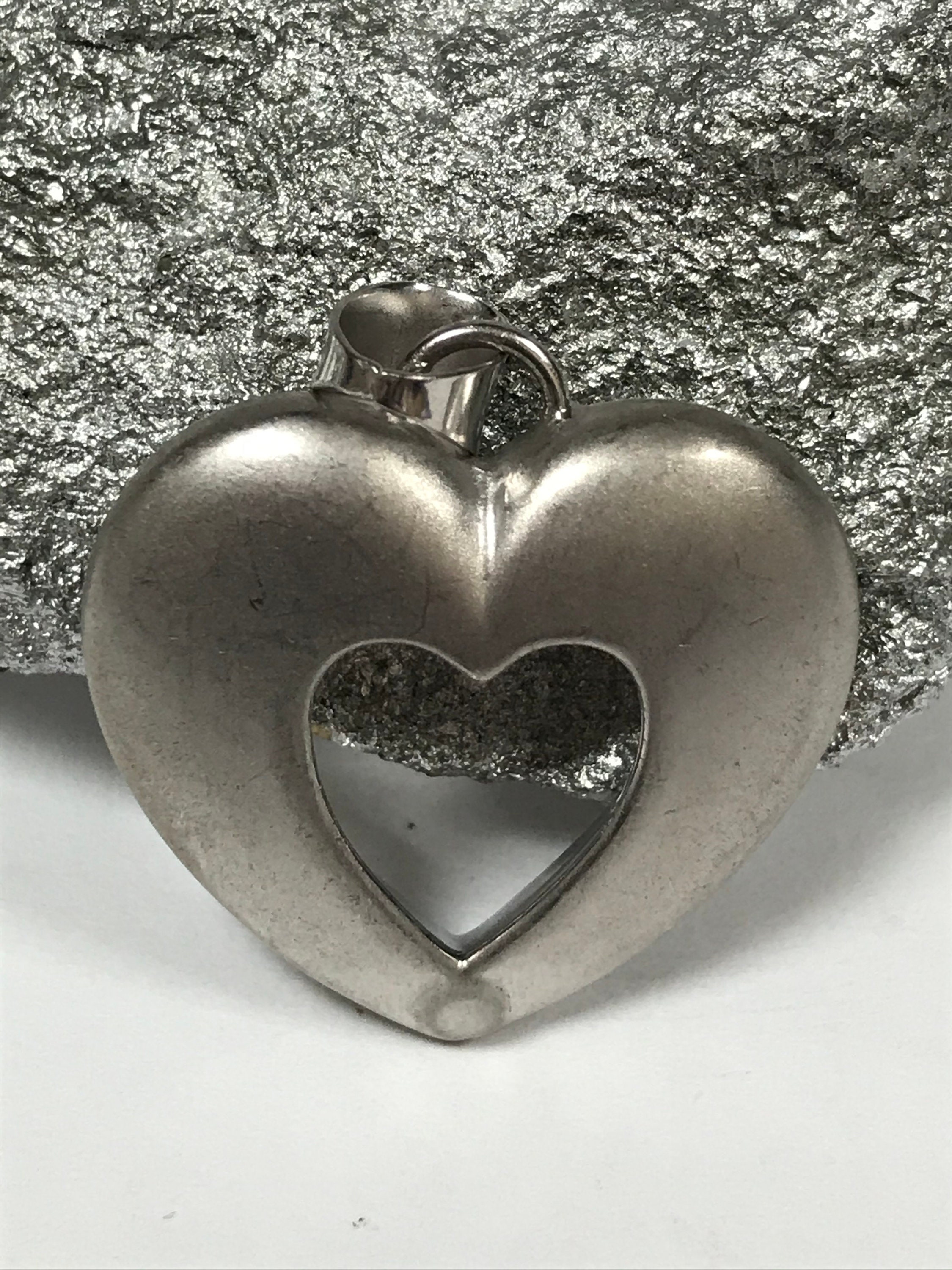 Charles Garnier Sterling Heart Pendant Reversible 925 Silver Paris France Vintage Jewelry Birthday Anniversary Mother's Christmas Gift