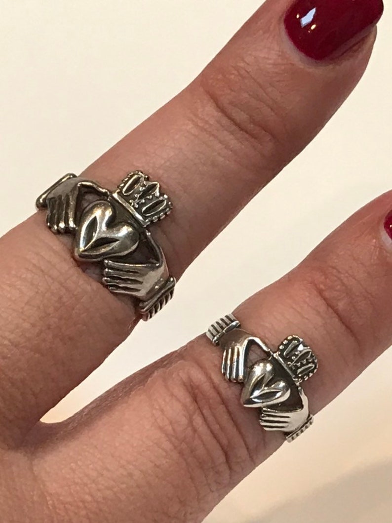 ON SALE Claddagh Sterling Ring Sz 10 Ireland Irish Men/'s Unisex 925 Silver Celtic Wedding Band Vintage Jewelry Birthday Anniversary Christma