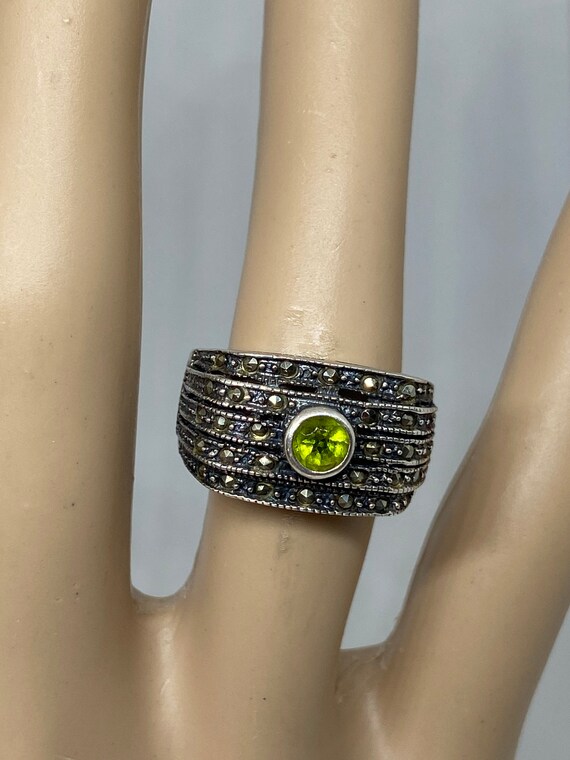 ペリドット スターリングリング サイズ6 マーカサイト マルチストーン