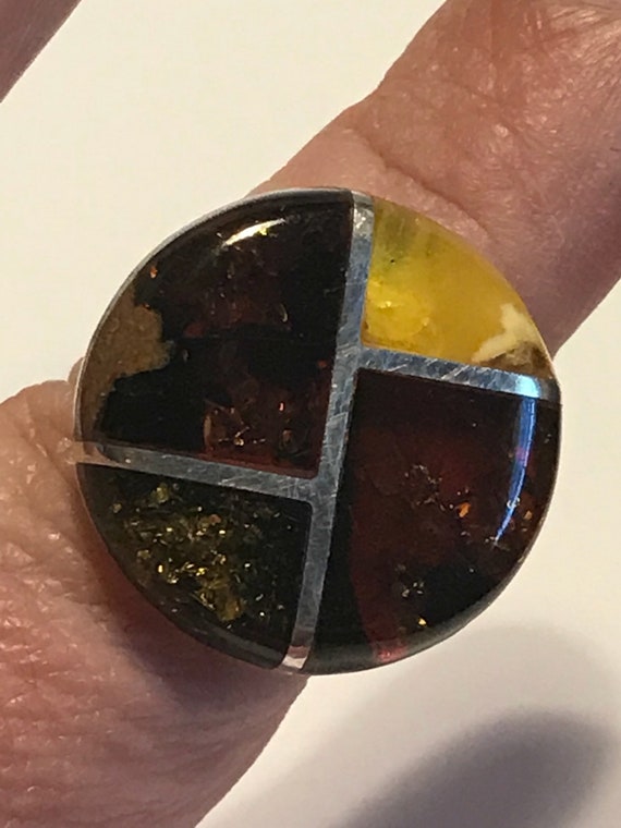 Polish Amber Sterling Ring Sz 7 Baltic Poland Yel… - image 4