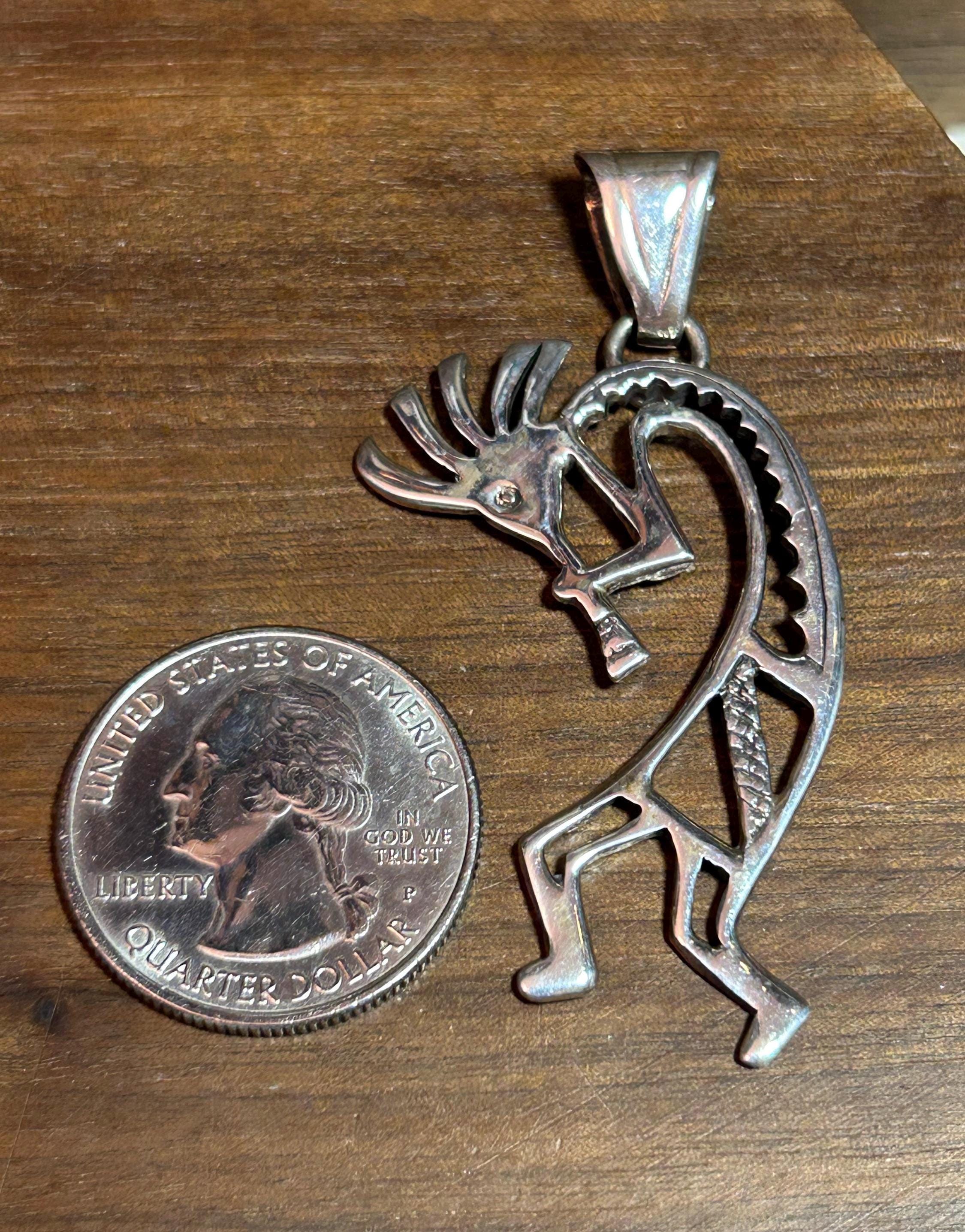 HUGE Navajo Sterling Kokopelli Pendant Glenn Irene Sandoval 925