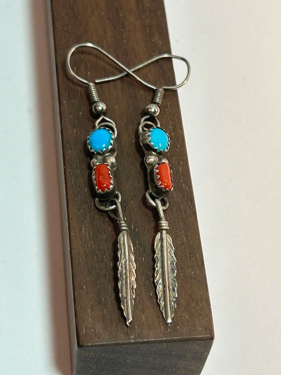 Navajo Sleeping Beauty Turquoise Red Coral Sterli… - image 4