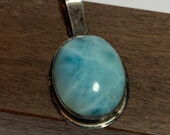 Larimar Sterling Anhänger 925 Silber Dominikanische Republik 4 Halskette Vintage Schmuck Südwestern Jahrestag Geburtstag Weihnachtsgeschenk
