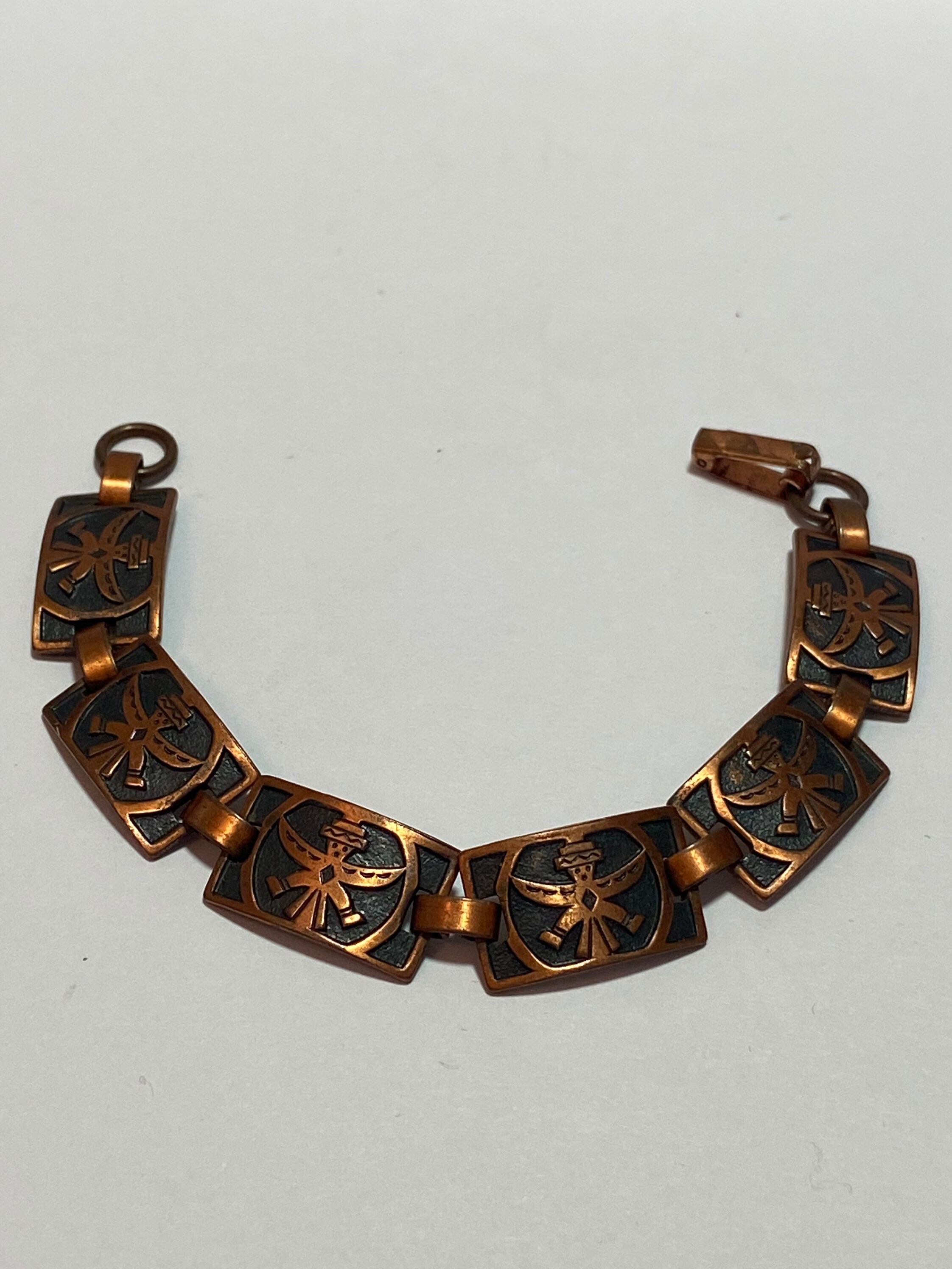 Fred Harvey Era Copper Kachina Bracelet 6.5