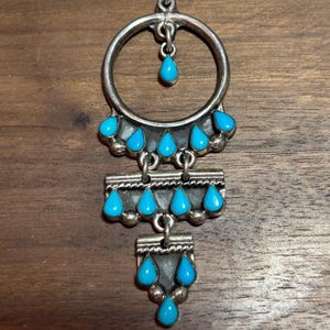 Taxco Turquoise Sterling Pendant 925 Silver Mexico Mexican Vintage Jewelry Southwestern Anniversary Christmas Birthday Gift Mother&#39;s Day