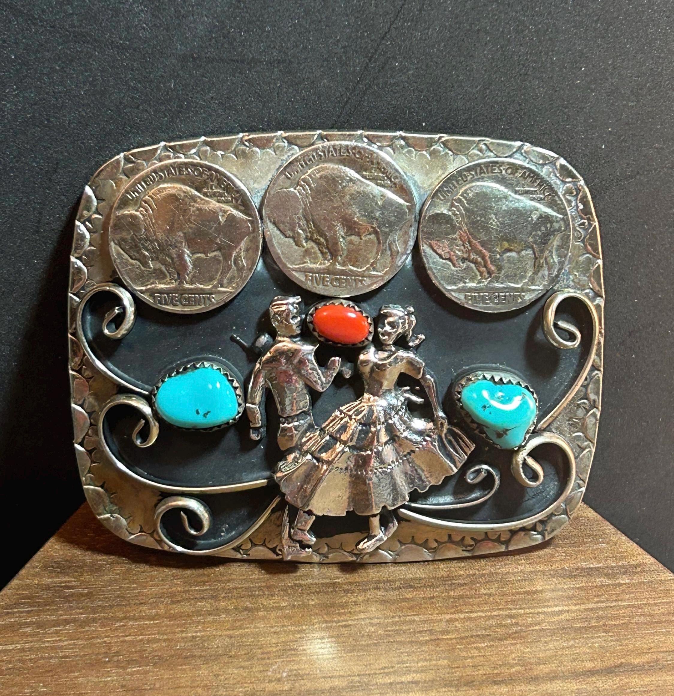Colossal Cow Head Native American Navajo Blue Turquoise Sterling Silver Bracelet Cuff Colossal Cow Head Native American Navajo Blue Turquoise Sterling Silver Bracelet Cuff