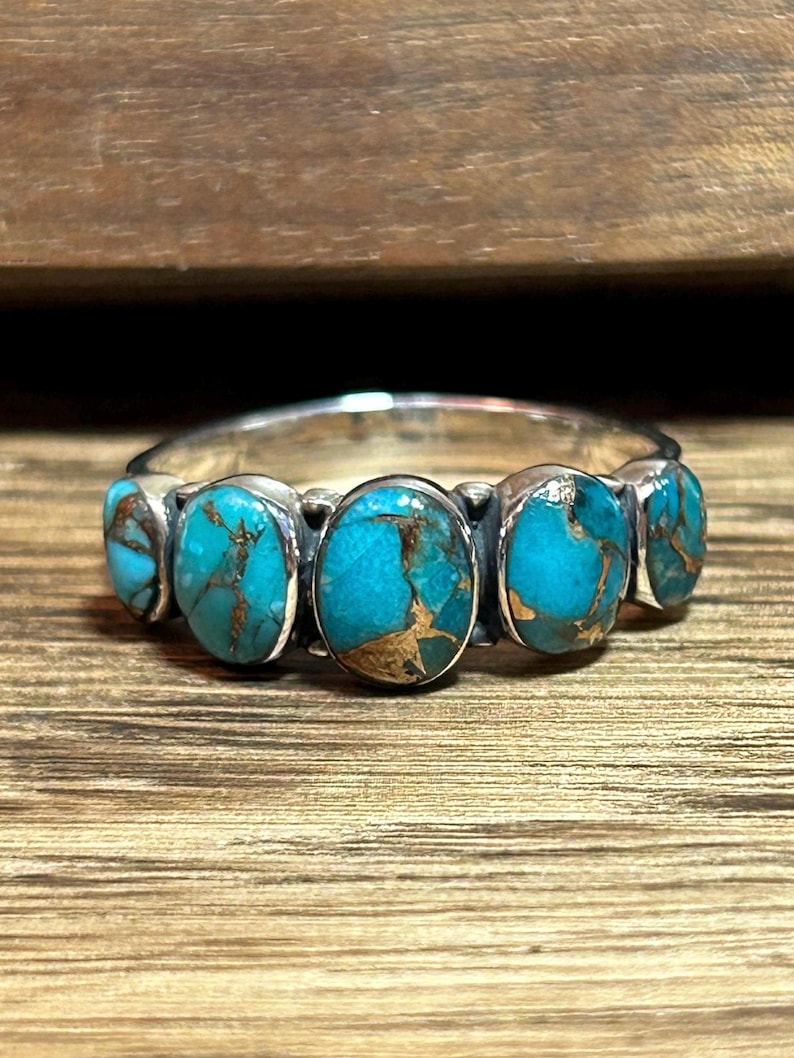 Mojave Blue Turquoise Sterling Ring Band Sz 10 11 Unisex Mens 925 ...