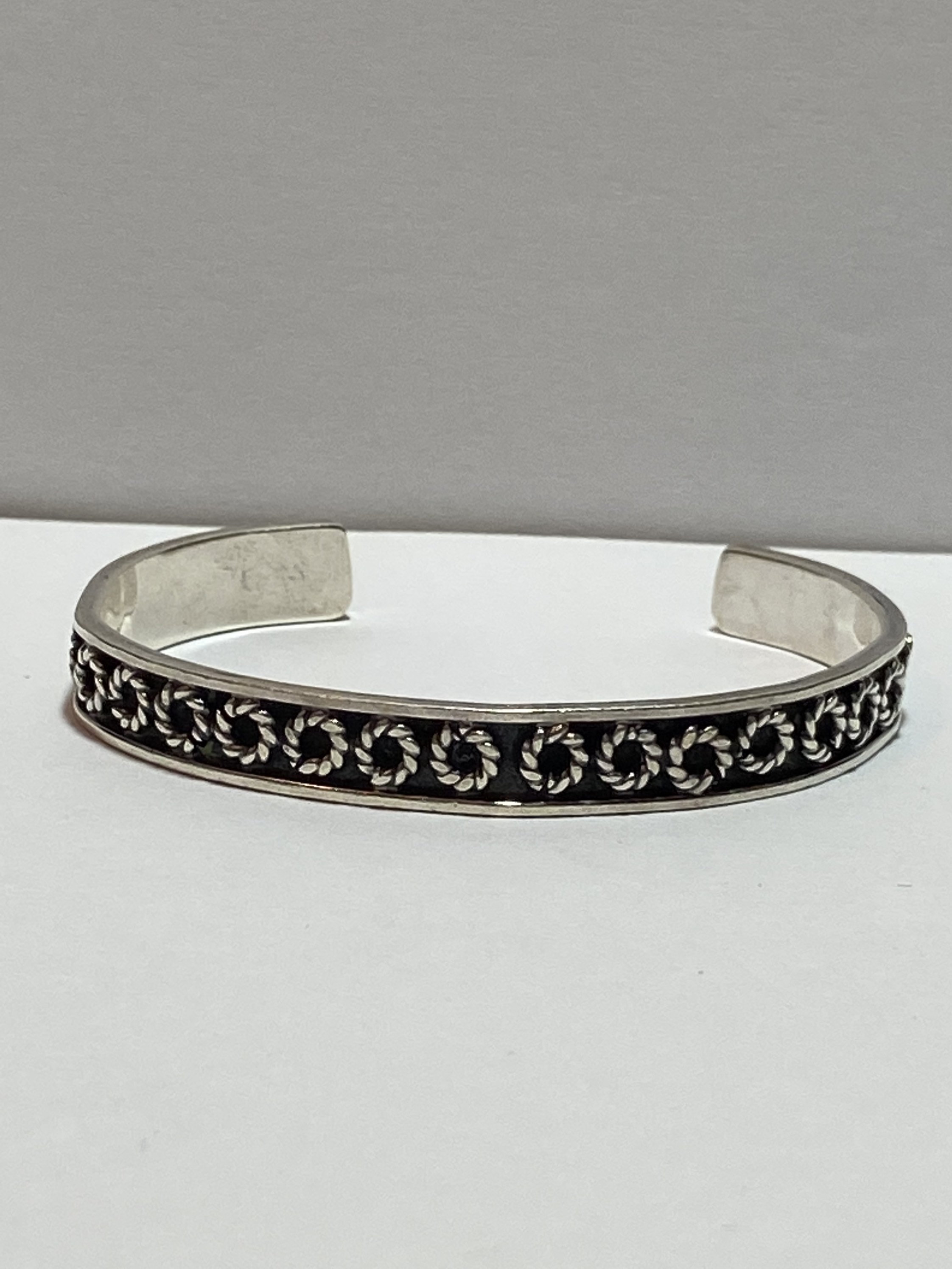 Taxco Sterling Cuff Bracelet 925 Silver Rope Mexico Mexican Taxco Sterling Cuff Bracelet 925 Silver Rope Mexico Mexican