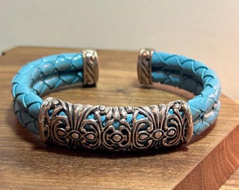 ターコイズ スターリング カフブレスレット 51g ATI 925 シルバー