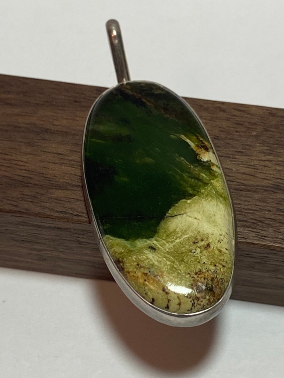 Navajo Green Jasper Sterling Pendant 925 Silver Picture Vintage
