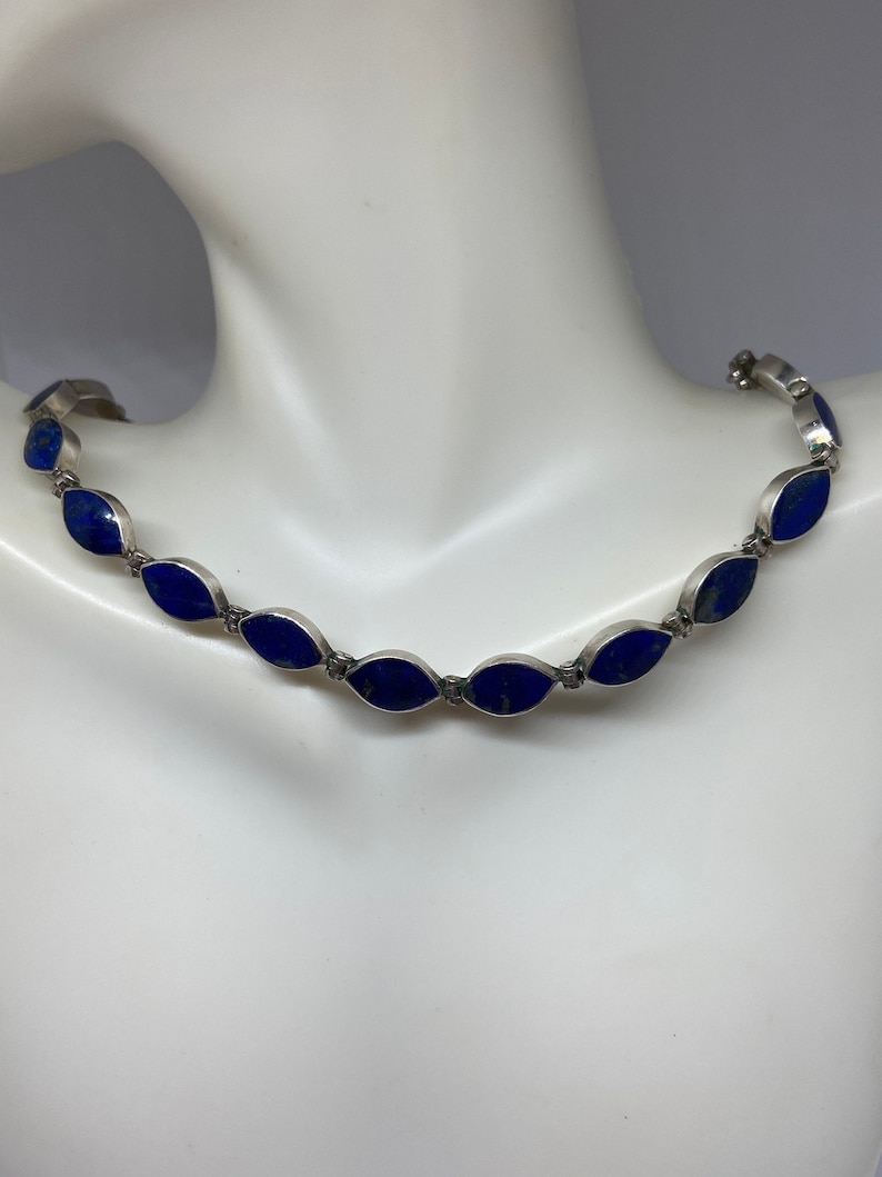 Lapis Sterling Necklace 17 925 Silver Lazuli Vintage Southwestern Jewelry Anniversary Birthday Holiday Christmas Gift Boho Artisan OOAK
