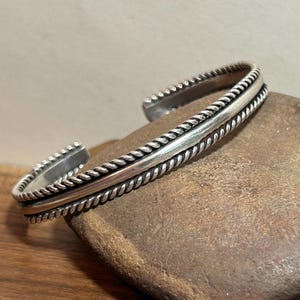 Navajo Sterling Cuff Bracelet Braided Rope 925 Silver Native Vintage Jewelry Southwestern Birthday Christmas Anniversary Gift Tribal Boho