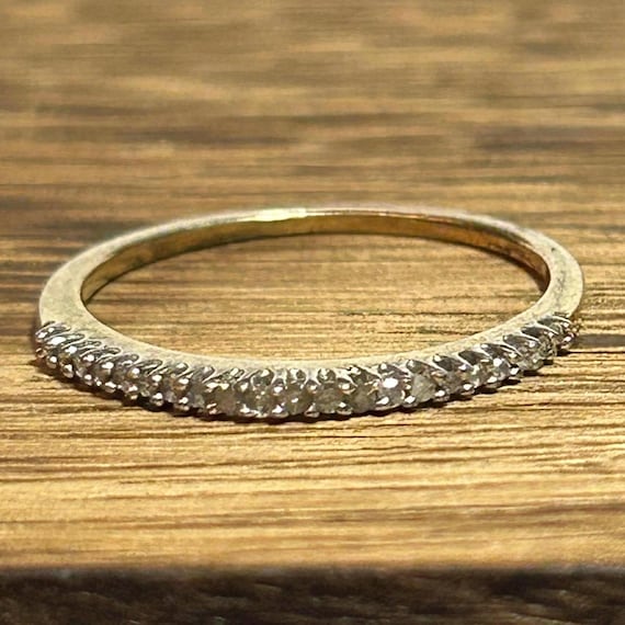 14K Diamond Band Ring .044ctw Stacking Sz 6 14KT Gold 925 Silver Vintage Jewelry Birthday Anniversary Christmas Gift Bridal Promise Wedding