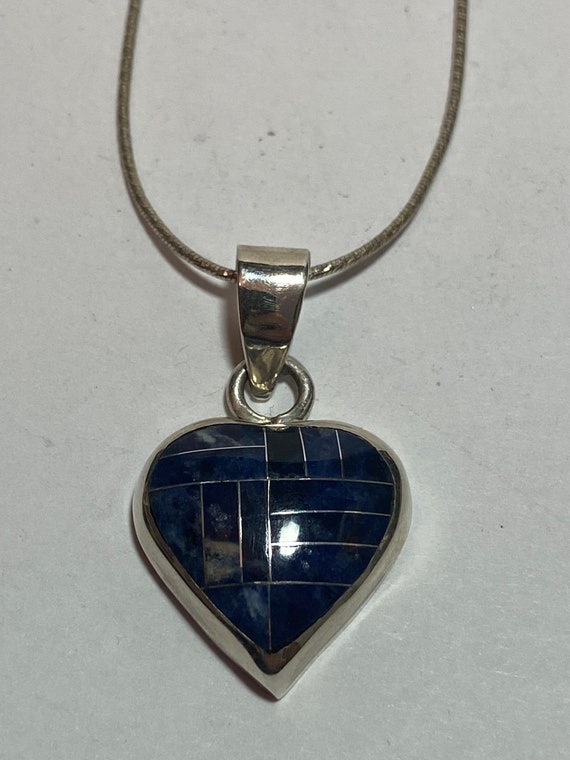 Taxco Multi Stone 950 Sterling Heart Necklace 16"… - image 5