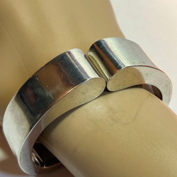 Taxco Sterling Clamper Armband 77g Mexiko Mexikanskt 925 Silver Vintage Smycken Sydvästra Jubileum Jul Födelsedagspresent Alla hjärtans dag