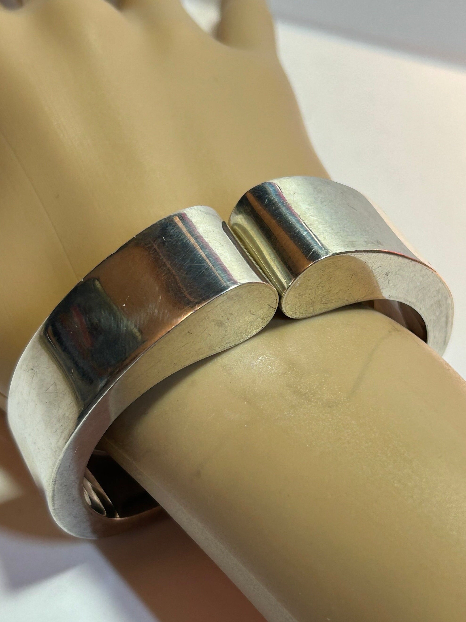 Taxco Sterling Clamper Bracelet 77g Mexico Mexican 925 Silver Vintage Jewelry Southwestern Anniversary Christmas Birthday Gift Valentine's