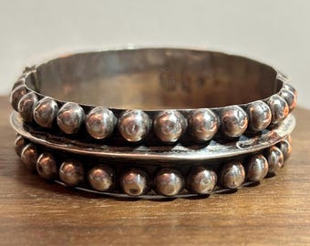 Taxco Sterling Clamper Bracelet Brutalist Bangle 925 Silver Mexico Mexican Vintage Jewelry Southwestern Anniversary Christmas Birthday Gift