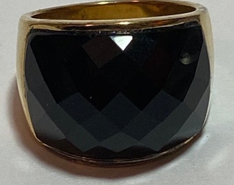 14K Smoky Topaz Sterling Ring Sz 7 Koepelvormige 14KT Goud 925 Zilver Vintage Zuidwestelijke Sieraden Kerst Verjaardag Verjaardagscadeau Afstuderen