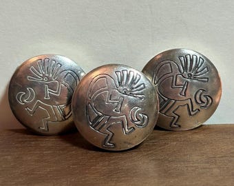 Navajo Sterling Kokopelli Knop Covers Fluit 925-zilver Vintage Southwestern Sieraden Inheems Verjaardag Jubileum Kerstcadeau Moederdag