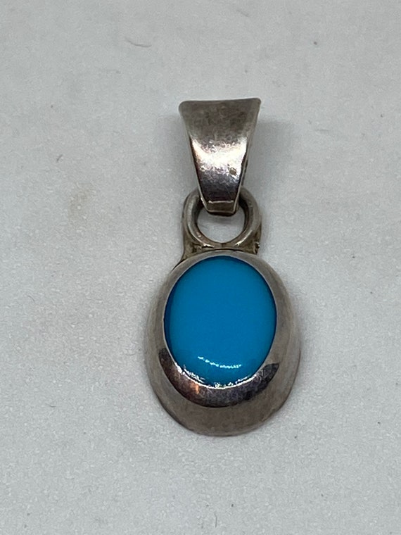 Turquoise Sterling Pendant 925 Silver Blue Mexican Mexico Charm