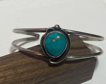 Vintage Navajo Turquoise Sterling Silver Cuff Bracelet, Henry