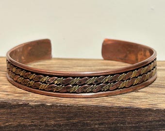 Fred Harvey Era Copper Thunderbird Cuff Bracelet Navajo Arrows
