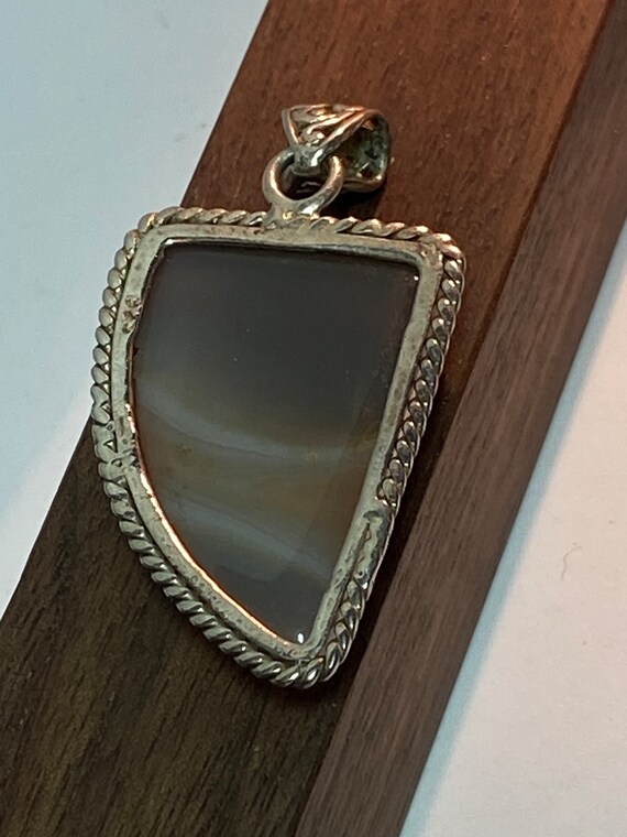 Agate Sterling Pendant 925 Silver 4 Necklace Vint… - image 7