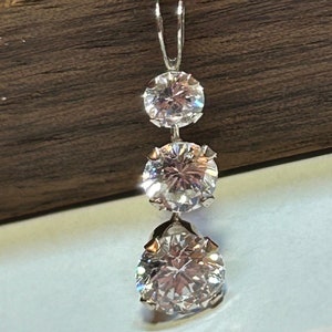 10K White Gold Diamonique Past Present Future Pendant 2.5ctw 10KT Cubic Zirconia CZ Vintage Jewelry Birthday Anniversary Christmas Gift Boho