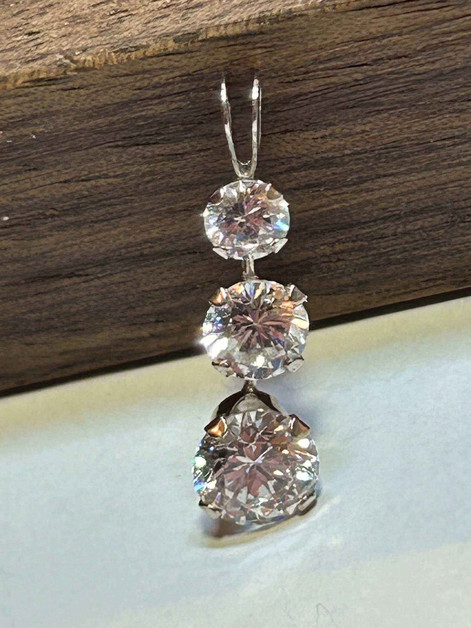 10K White Gold Diamonique Past Present Future Pendant 2.5ctw