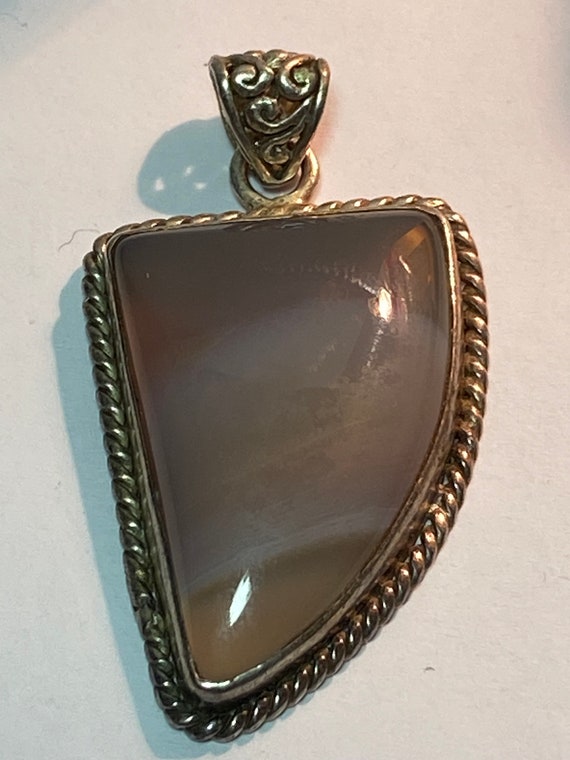 Agate Sterling Pendant 925 Silver 4 Necklace Vint… - image 6
