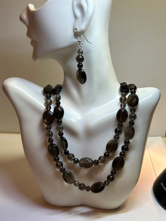 Jay King Smoky Topaz Sterling Necklace Earrings Set 36 925 Silver