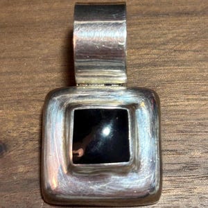 Onyx Sterling Pendant Black 925 Silver Mexico Mexican Vintage Jewelry Southwestern Christmas Anniversary Birthday Gift Taxco Mother&#39;s Day