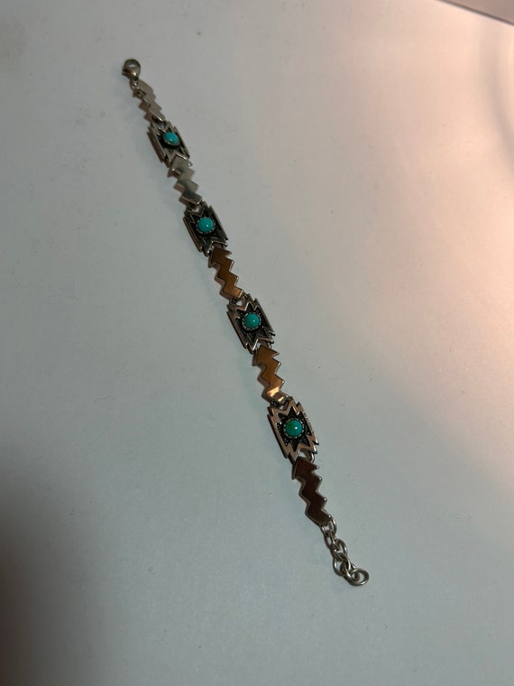 Shube Turquoise Sterling Storyteller Bracelet Adj… - image 4