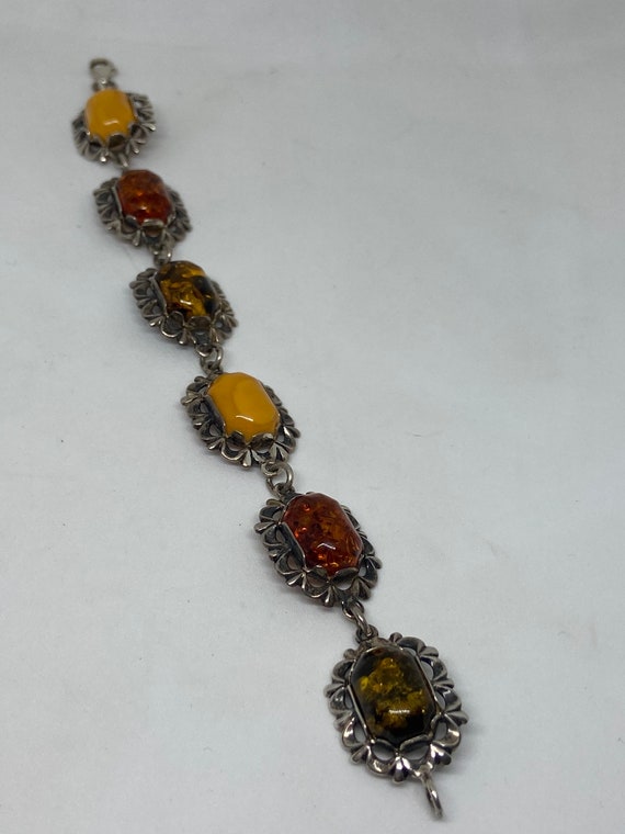 Baltic Amber Sterling Bracelet 7.25" Yellow Butte… - image 9