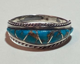 Sleeping Beauty Turquoise Sterling Ring Band Sz 8 9 10 11 Unisex Men's ...
