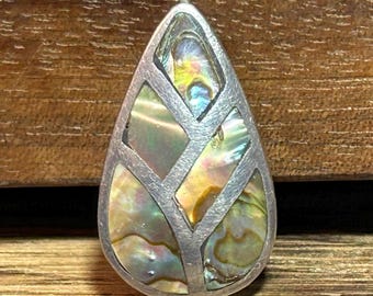 Collana con ciondolo in abalone Sterling Slide 4, argento 925, Messico, Paua, gioielli vintage del sud-ovest, regalo di Natale, anniversario e compleanno