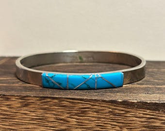 ターコイズ スターリング カフブレスレット 51g ATI 925 シルバー
