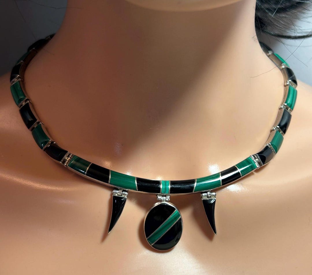 Taxco Multi Stone 950 Sterling Necklace 75g 19