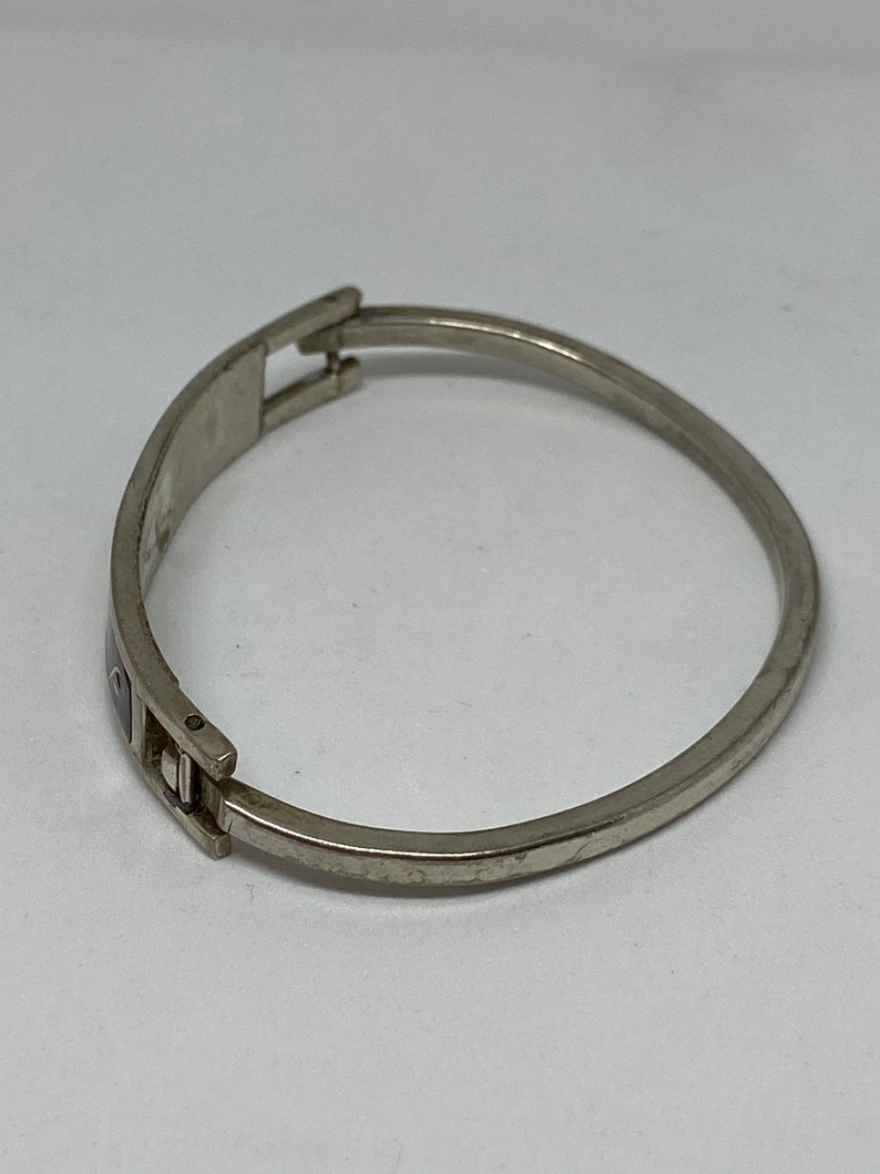 Sugilite Sterling Bracelet Bangle Hinged 925 Silver Symbols Mexico Mexican Cuff Vintage Jewelry Anniversary Birthday Christmas Gift Boho