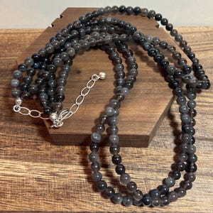 Jay King Gray Jasper Necklace 68g Adjustable 18&quot; 20.5&quot; 925 Silver Beaded Desert Rose Trading DRT Vintage Southwestern Jewelry Birthday Gift
