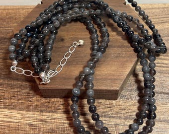Jay King Gray Jasper Necklace 68g Adjustable 18" 20.5" 925 Silver Beaded Desert Rose Trading DRT Vintage Southwestern Jewelry Birthday Gift