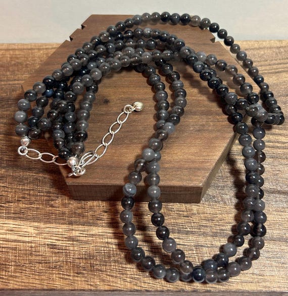 Jay King Gray Jasper Necklace 68g Adjustable 18" 20.5" 925 Silver Beaded Desert Rose Trading DRT Vintage Southwestern Jewelry Birthday Gift