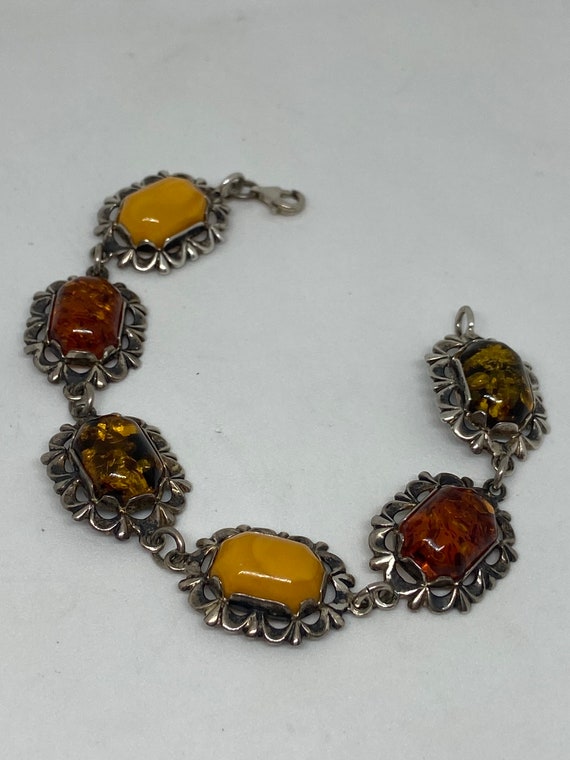 Baltic Amber Sterling Bracelet 7.25" Yellow Butte… - image 6