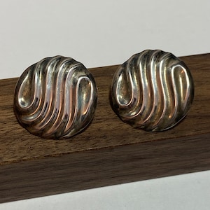 Danish Sterling Earrings Wavy Studs 925 Silver Denmark Vintage Jewelry Southwestern Anniverary Christmas Birthday Gift Mother&#39;s Day