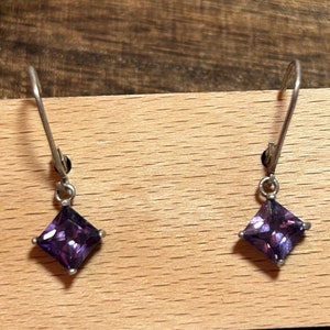 Amethyst Sterling Earrings 925 Silver February Birthstone Vintage Jewelry Birthday Anniversary Christmas Gift Boho Bridal Wedding Teen Girl