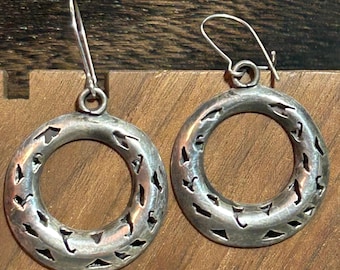 Taxco Sterling Shadowbox-oorbellen 925 zilver geëtst Mexico Mexicaanse vintage sieraden Southwestern Jubileum Kerst Verjaardagscadeau Moederdag