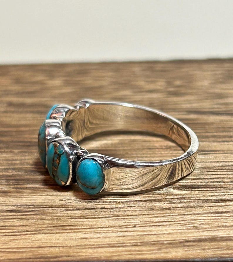 Mojave Blue Turquoise Sterling Ring Band Sz 10 11 Unisex Mens 925 ...
