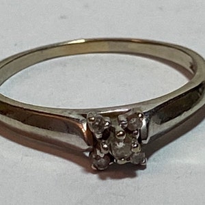 10K Diamond Ring Sz 7 White Gold 10KT Band Vintage Jewelry Christmas Birthday Anniversary Mother&#39;s Day Gift Bridal Promise Engagement